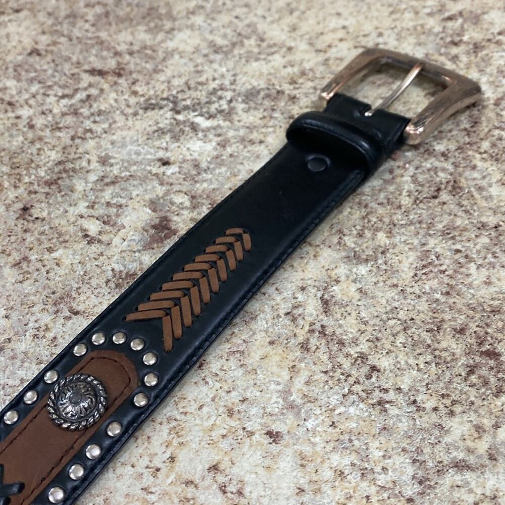 Wrangler 40 black brown leather western belt - Picture 4 of 10